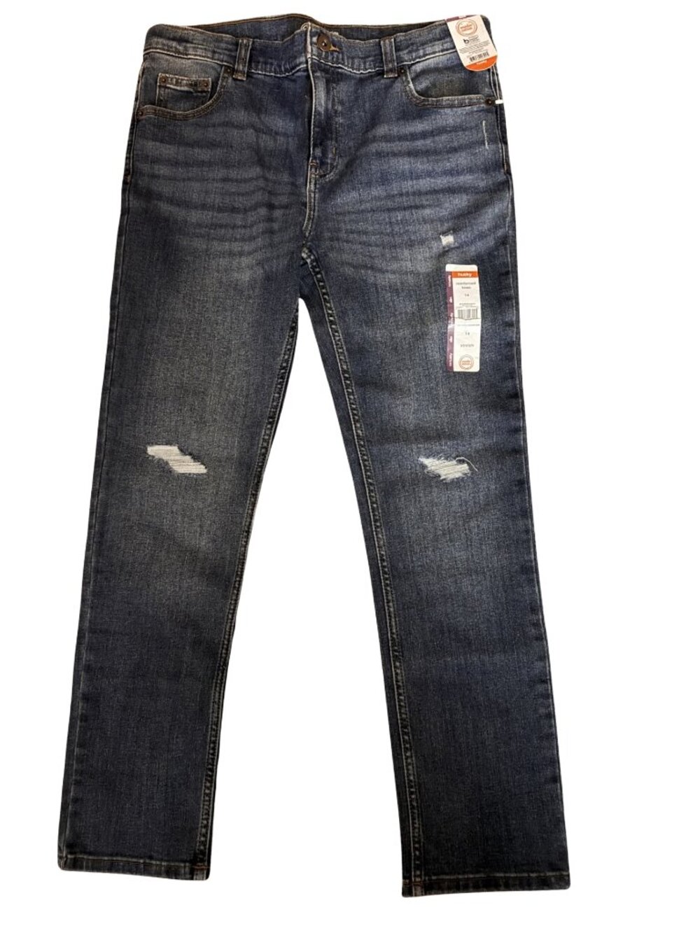 Wonder nation Boys Size 14 Dark Wash Stretch Jeans Reinforced Knee Distressed
